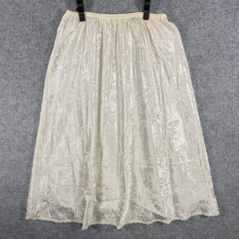 Lucie Ann II Half Slip Women M Ivory Floral Damask Lace Trim Vintage 7140L-25